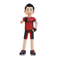 3d deportista personaje abrazando un positivo estilo de vida con un pulgar arriba actitud png