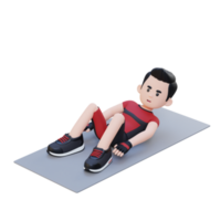 Dynamic 3D Sporty Male Character Mastering the Hell Touch Workout at Home Gym png