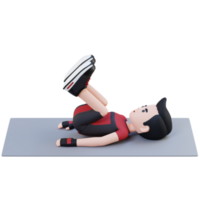 Perfect Abs 3D Sporty Male Character Mastering Reverse Crunch at the Gym png