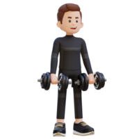 3D Sportsman Character Performing Dumbbell Reverse Curl png