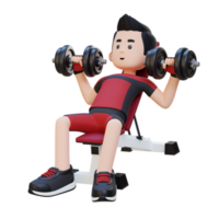3D Sportsman Character Building Upper Body Strength with Incline Bench Dumbbell Chest Press png