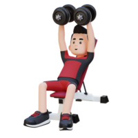 3D Sportsman Character Sculpting Muscular Chest with Incline Bench Dumbbell Chest Fly png
