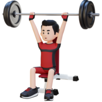 3D Sportsman Character Building Upper Body Strength with Overhead Bench Press Workout png