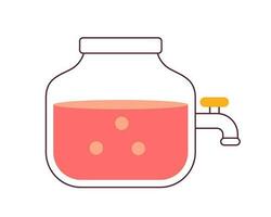 Fruit punch glass mason jar with faucet semi flat colour vector object. Jar with party refreshment. Editable cartoon clip art icon on white background. Simple spot illustration for web graphic design