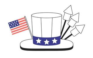 Fourth of july hat monochrome concept vector spot illustration. Uncle sam hat 2D flat bw cartoon object for web UI design. US holiday. Independence day isolated editable hand drawn hero image