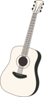 Black and white Retro Acoustic guitar isolated png