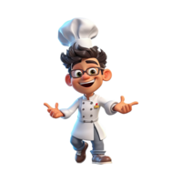 Cute cartoon chef character on transparent background. png