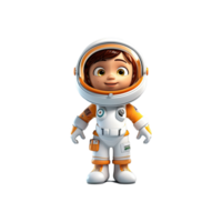 3D cute cartoon astronaut character on transparent background. Generative AI png