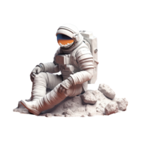 3D Astronaut character in space on transparent background. png