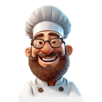 Cute cartoon chef character on transparent background. png