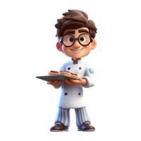Cute cartoon chef character on transparent background. Generative AI png