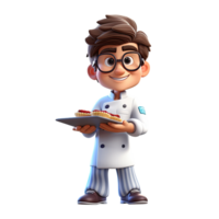 Cute cartoon chef character on transparent background. png