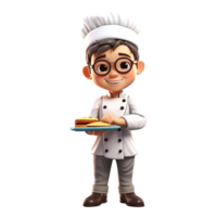 Cute cartoon chef character on transparent background. png