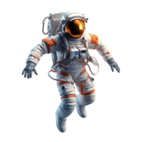 3D Astronaut character in space on transparent background. png