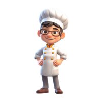 Cute cartoon chef character on transparent background. png