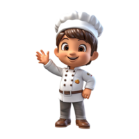 Cute cartoon chef character on transparent background. Generative AI png