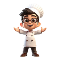 Cute cartoon chef character on transparent background. Generative AI png