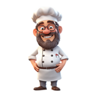 Cute cartoon chef character on transparent background. Generative AI png