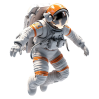 3D Astronaut character in space on transparent background. png