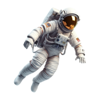 3D Astronaut character in space on transparent background. Generative AI png