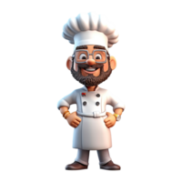 Cute cartoon chef character on transparent background. Generative AI png