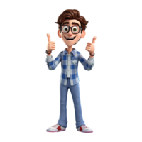 3D Happy cartoon actor character on transparent background. png