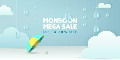 Modern minimal monsoon sale banner template. photo