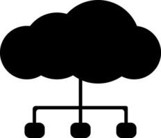 Flat style cloud computing in black color. vector