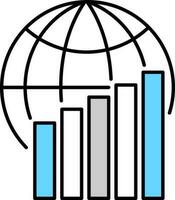 Illustration of globe with bar chart. vector