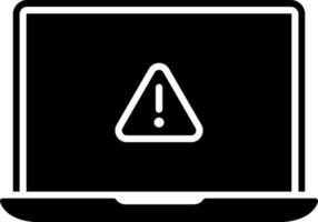 Warning laptop icon in Black and White color. vector