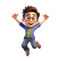 Cute cartoon boy student character on transparent background. png