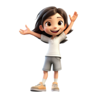 Cute cartoon girl student character on transparent background. Generative AI png