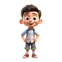 Cute cartoon boy student character on transparent background. Generative AI png