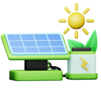 Energetic 3D icon of solar panels symbolizing green energy and environmental sustainability. Perfect for illustrating renewable power and promoting eco-friendly practices png