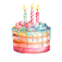 compleanno torta acquerello clipart ai generato png