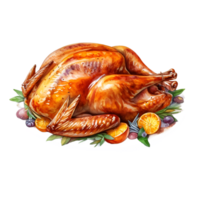 acción de gracias Turquía acuarela clipart ai generado png