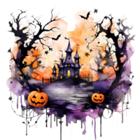 spaventoso Halloween frequentato Casa acquerello clipart ai generato png
