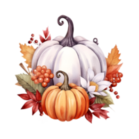 Fall Pumpkin Arrangement Watercolor Clipart AI Generated png