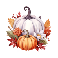 otoño calabaza arreglo acuarela clipart ai generado png