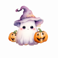 carino Halloween fantasma acquerello clipart ai generato png