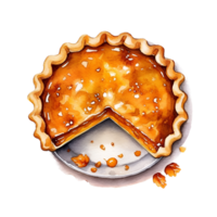 Pumpkin Sweet Potato Pie Watercolor Clipart AI Generated png