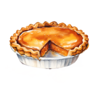 Pumpkin Sweet Potato Pie Watercolor Clipart AI Generated png