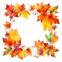 otoño hojas guirnalda marco acuarela clipart ai generado png