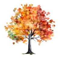 otoño otoño árbol acuarela clipart ai generado png