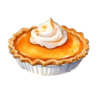 Pumpkin Sweet Potato Pie Watercolor Clipart AI Generated png