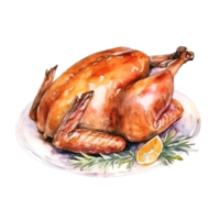 Thanksgiving Turkey Watercolor Clipart AI Generated png