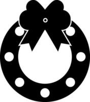 Bow decorated black and white wreath. vector