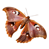 Beautiful butterfly isolated.Antheraea pernyi.brown butterfly.Moth. AI Generated png