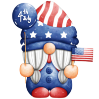 Watercolor 4th of July Gnome png