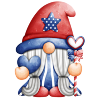 Watercolor 4th of July Gnome png